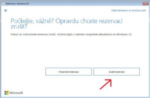 zrušení rezervace upgrade windows 10