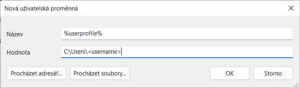 Nastavení proměnné %userprofile%